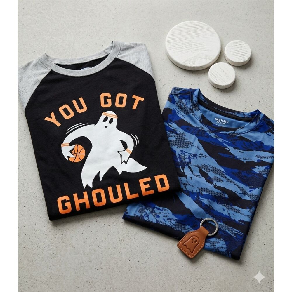 Bundle Boys Lot 2 TShirt Short Sleeve Long Sleeve Round Neck Black Blue Size L